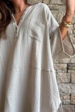 Tasha Cushion Cotton Oversized Shirt Tunic Stone
